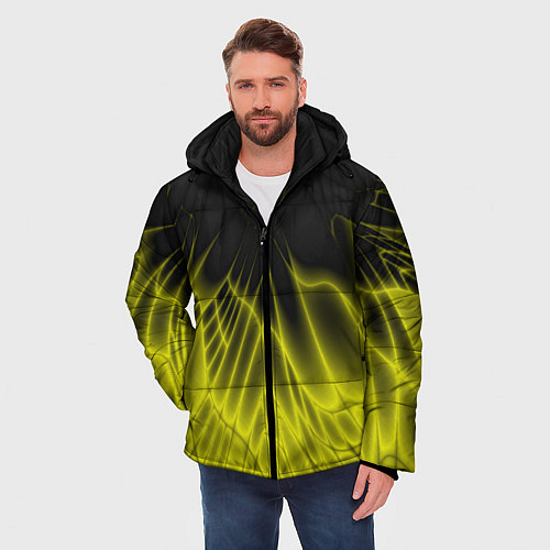 Мужская зимняя куртка Коллекция Rays Лучи Желтый и черный Абстракция 662 / 3D-Черный – фото 3