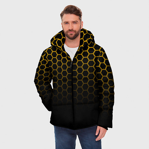 Мужская зимняя куртка Неоновая кольчуга Gold neon / 3D-Черный – фото 3