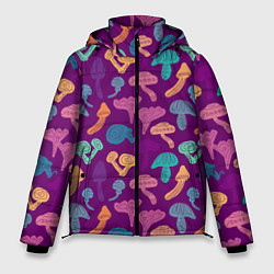 Куртка зимняя мужская Психоделические грибы паттерн, цвет: 3D-красный