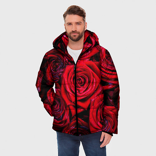 Мужская зимняя куртка Вечернее вдохновение Любви / 3D-Красный – фото 3