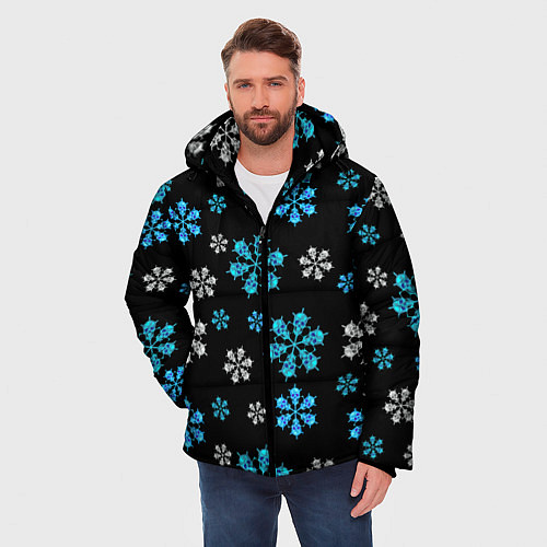 Мужская зимняя куртка Снежинки Черепа черный / 3D-Черный – фото 3