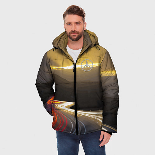 Мужская зимняя куртка Ночная трасса, Мерседес / 3D-Светло-серый – фото 3