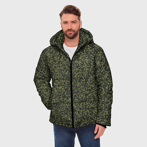 Мужская зимняя куртка Цифра Флора пиксельный камуфляж / 3D-Черный – фото 3