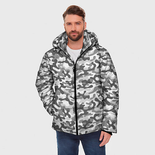 Мужская зимняя куртка Серый Городской Камуфляж / 3D-Черный – фото 3