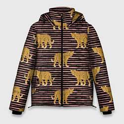 Куртка зимняя мужская Леопарды паттерн, цвет: 3D-черный