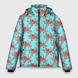 Куртка зимняя мужская Осьминог паттерн, цвет: 3D-черный