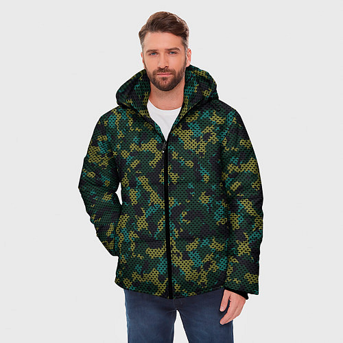 Мужская зимняя куртка Модный камуфляж с холстовой сеткой / 3D-Черный – фото 3