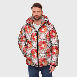 Куртка зимняя мужская Цветы - розы паттерн, цвет: 3D-красный — фото 2