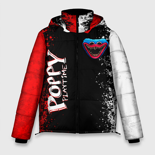 Мужская зимняя куртка Poppy Playtime - Брызги и капли красок / 3D-Светло-серый – фото 1