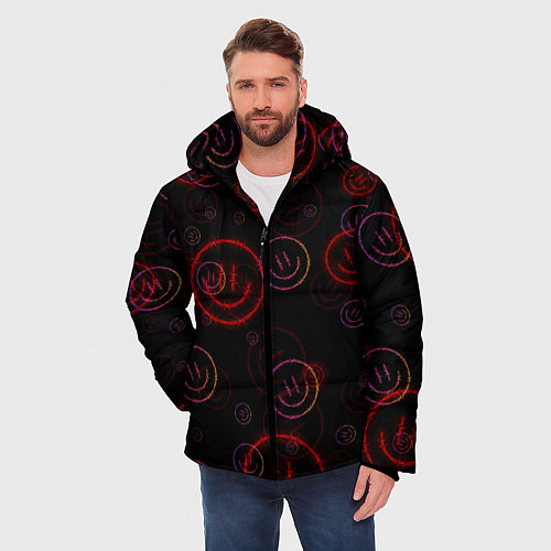Мужская зимняя куртка Колючий смайл Smile / 3D-Черный – фото 3