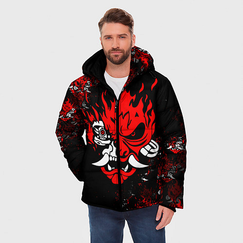 Мужская зимняя куртка SAMURAI CYBERPUNK 2077 LOGO / 3D-Красный – фото 3