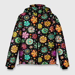 Куртка зимняя мужская Night flowеrs, цвет: 3D-черный
