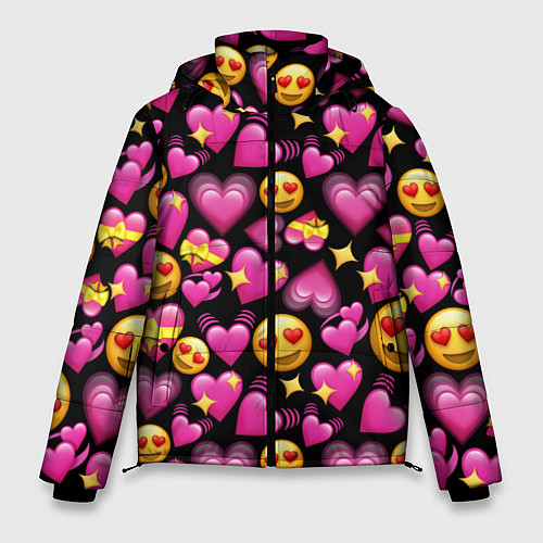 Мужская зимняя куртка Эмодзи сердечки / 3D-Красный – фото 1