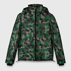 Куртка зимняя мужская Зелёный Вязаный Камуфляж, цвет: 3D-черный