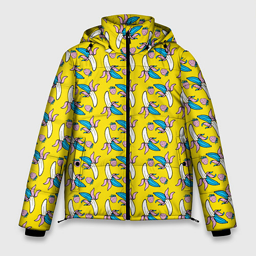 Мужская зимняя куртка Летний узор Забавные бананчики / 3D-Красный – фото 1