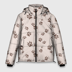Куртка зимняя мужская Бежевый паттерн лапки, цвет: 3D-черный
