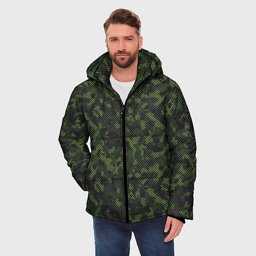 Мужская зимняя куртка Камуфляж с холстовой сеткой / 3D-Черный – фото 3
