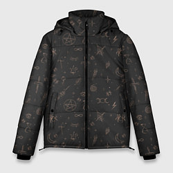Куртка зимняя мужская Паттерн пентаграмма черный, цвет: 3D-светло-серый