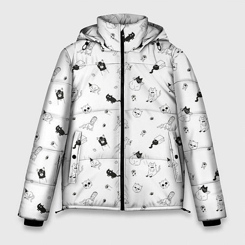 Мужская зимняя куртка Набор смешных котов / 3D-Светло-серый – фото 1