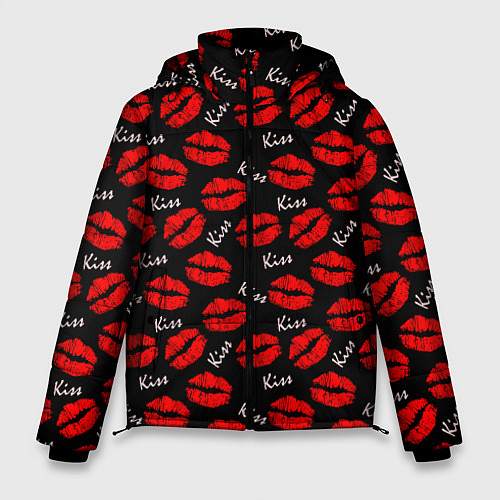 Мужская зимняя куртка Kiss поцелуи / 3D-Красный – фото 1