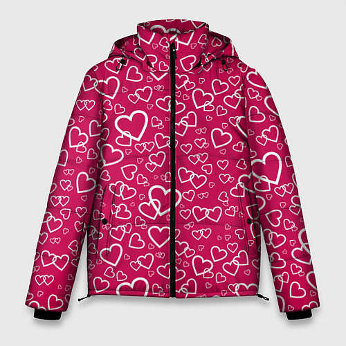 Мужская зимняя куртка Влюблённые Сердца LOVE / 3D-Красный – фото 1