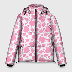 Куртка зимняя мужская Розовые Сердечки LOVE, цвет: 3D-светло-серый