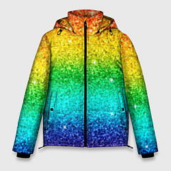 Куртка зимняя мужская Блестки радуга, цвет: 3D-черный