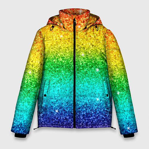 Мужская зимняя куртка Блестки радуга / 3D-Красный – фото 1