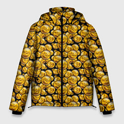 Куртка зимняя мужская Золотые Монеты Bitcoin, цвет: 3D-светло-серый