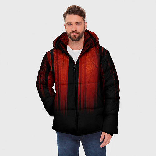 Мужская зимняя куртка Красный хоррор / 3D-Черный – фото 3