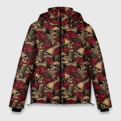 Куртка зимняя мужская ROCK AND ROLL Черепа и Розы, цвет: 3D-красный