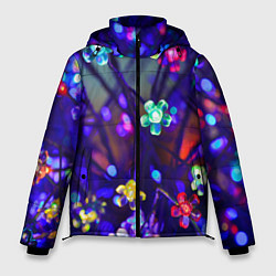 Куртка зимняя мужская Новогодние Яркие Цветы, цвет: 3D-светло-серый