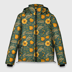 Мужская зимняя куртка Желтые цветочки и листья