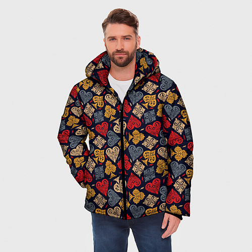 Мужская зимняя куртка Карточные Масти Cards / 3D-Красный – фото 3