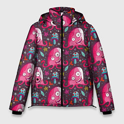 Куртка зимняя мужская Пришельцы - осьминоги, цвет: 3D-светло-серый