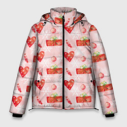 Куртка зимняя мужская Подарки и сердечки, цвет: 3D-красный