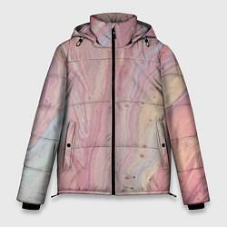 Куртка зимняя мужская Мраморный дизайн с розовыми, синими и желтыми цвет, цвет: 3D-черный
