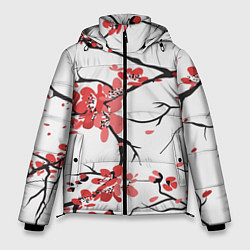 Куртка зимняя мужская Распустившиеся цветы, цвет: 3D-черный
