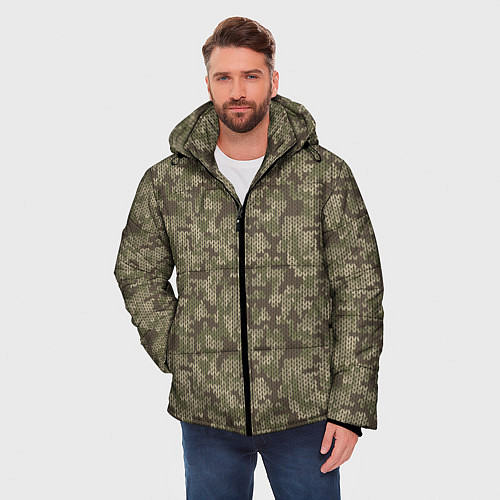 Мужская зимняя куртка Вязаный Лесной Камуфляж / 3D-Черный – фото 3