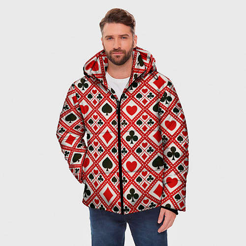 Мужская зимняя куртка Масти Карточные / 3D-Красный – фото 3