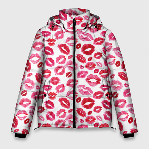 Мужская зимняя куртка Поцелуи Губы / 3D-Светло-серый – фото 1