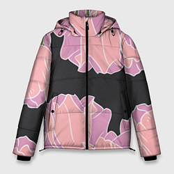 Мужская зимняя куртка Розовые цветы-кристаллы