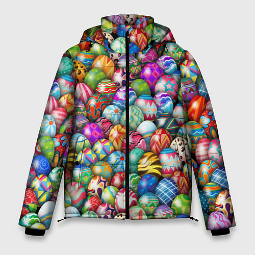 Мужская зимняя куртка Пасхальные крашеные яйца / 3D-Красный – фото 1