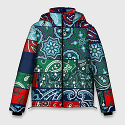 Куртка зимняя мужская Лоскуты Бандан, цвет: 3D-красный