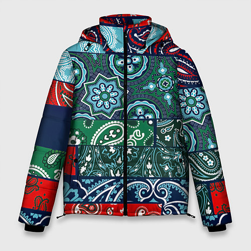 Мужская зимняя куртка Лоскуты Бандан / 3D-Красный – фото 1