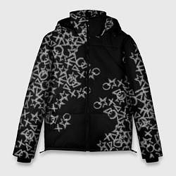 Мужская зимняя куртка Абстракция ,серебряный геометрический узор