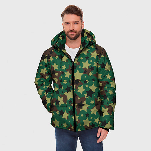 Мужская зимняя куртка Звёзды камуфляж / 3D-Черный – фото 3