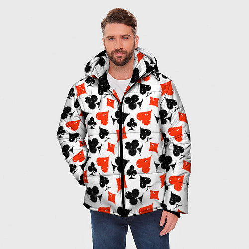 Мужская зимняя куртка Пика, Черва, Крестя, Бубна / 3D-Черный – фото 3