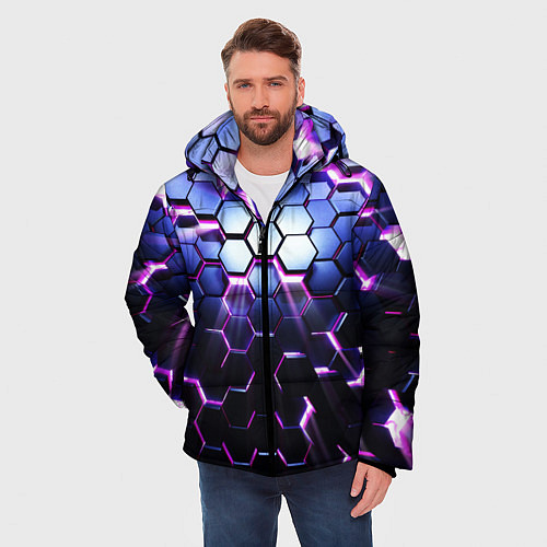 Мужская зимняя куртка Соты - 3d / 3D-Черный – фото 3