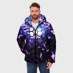 Куртка зимняя мужская Соты - 3d, цвет: 3D-черный — фото 2